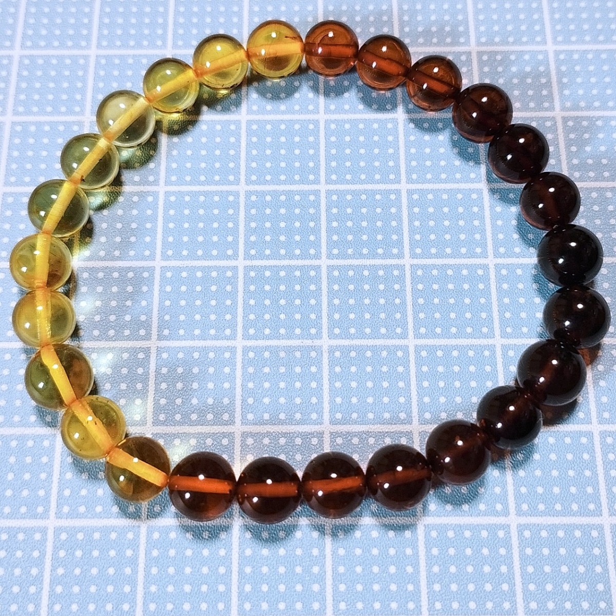 天然琥珀 グラデーションカラー アンバー ブレスレット 7mm 16cm 天然琥珀 グラデーションカラー アンバー ブレスレット 7mm 16cm