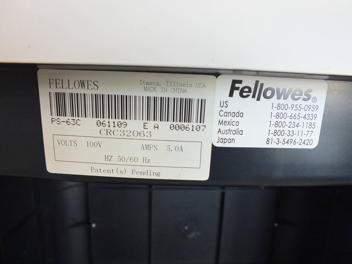 #*Fellowes*# Fellows шреддер PS-63C для бизнеса резчик *O44[140]