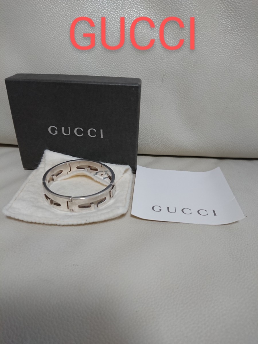 100%正規品 美品【GUCCI グッチ】Gロゴ シルバー925 バングル