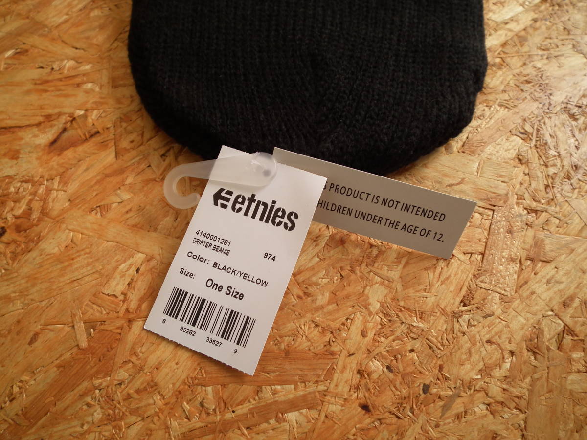 etnies(エトニーズ) DRIFTER BEANIE(ビーニー) BLACK/YELLOW(ブラック/イエロー) ONE SIZE (ニット帽 ニットキャップ SK8 スケートボード)_画像3