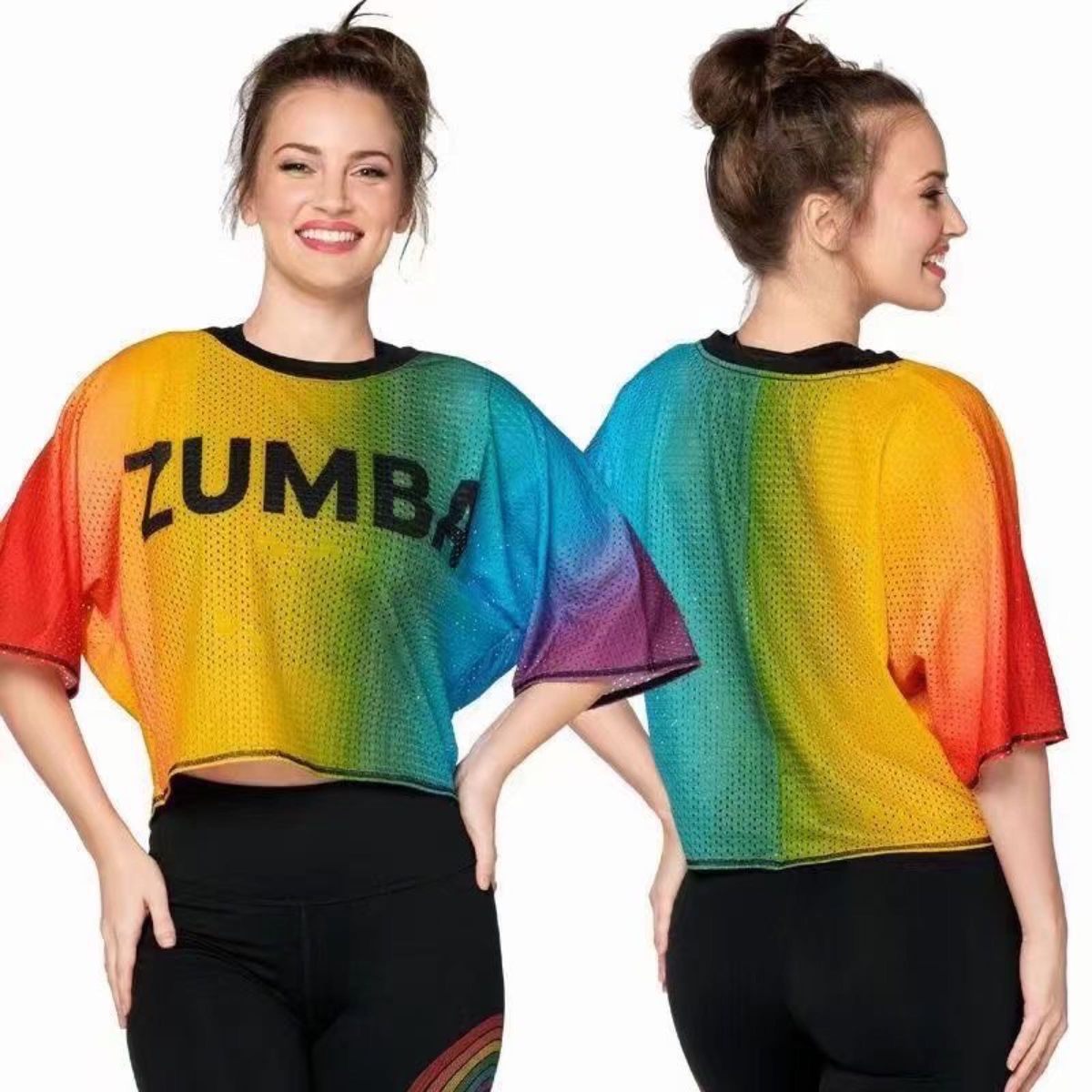 【2023新作】ZUMBAウェア・ズンバシャツ Rainbow M