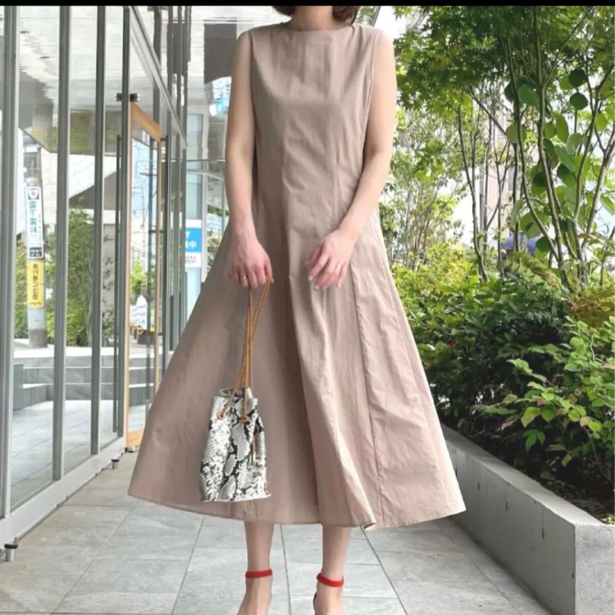 美品 INED コットンボイルフレアワンピース 定価¥29 920 ロング