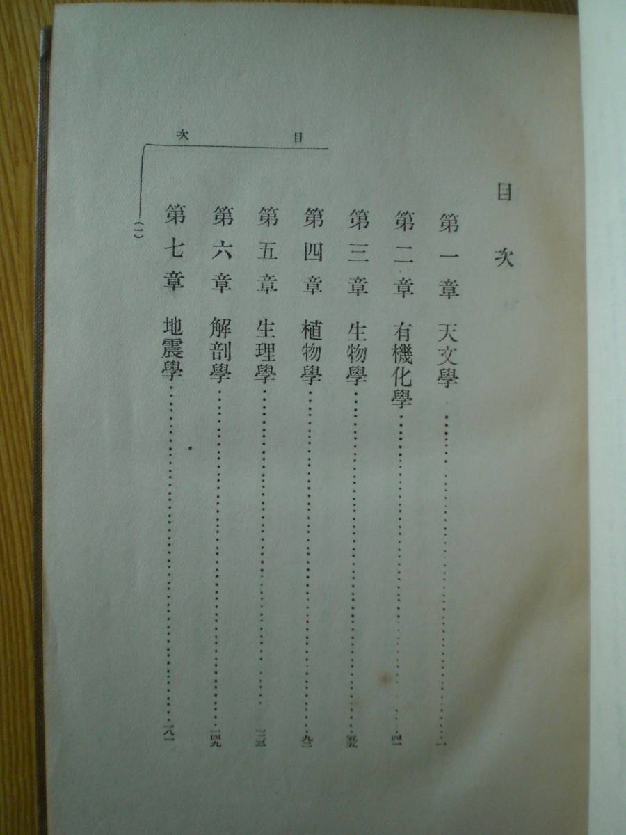 大正13年『近代科学の諸問題』大日本文明協会　自然科学の貴重書_目次