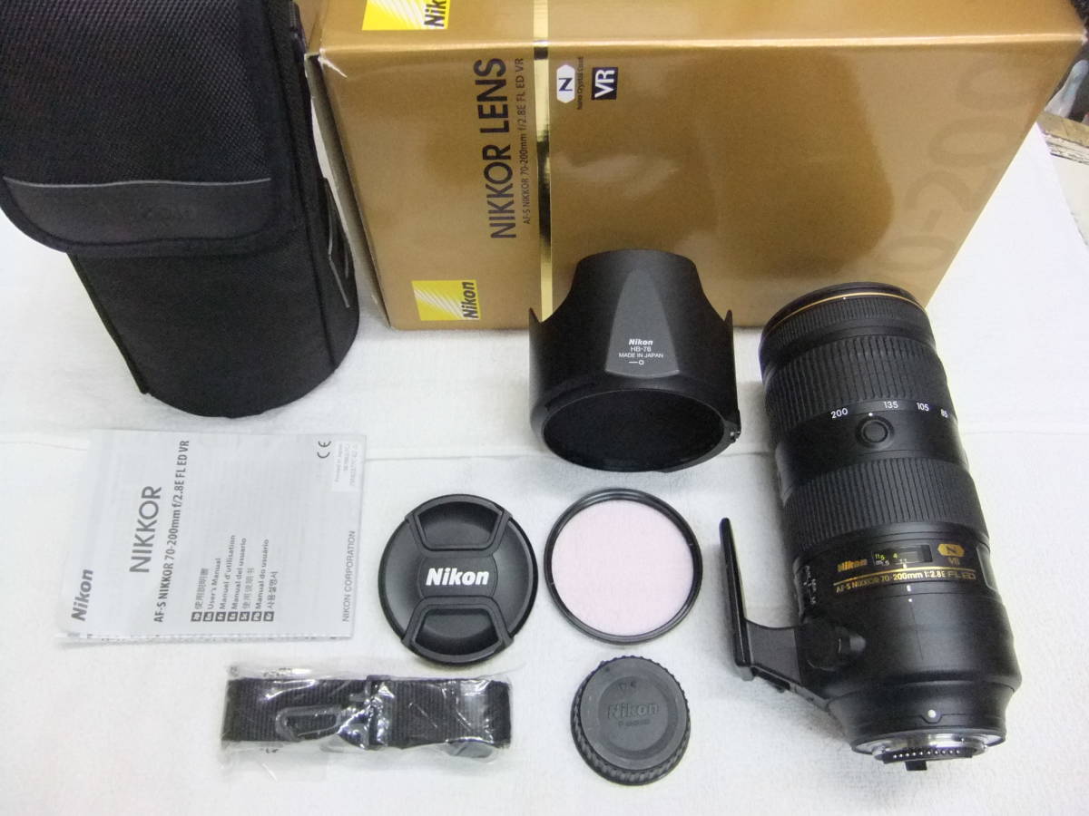 美品 ニコン NIKON AF-S NIKKOR 70-200mm F2.8E FL ED VR 元箱，ケース