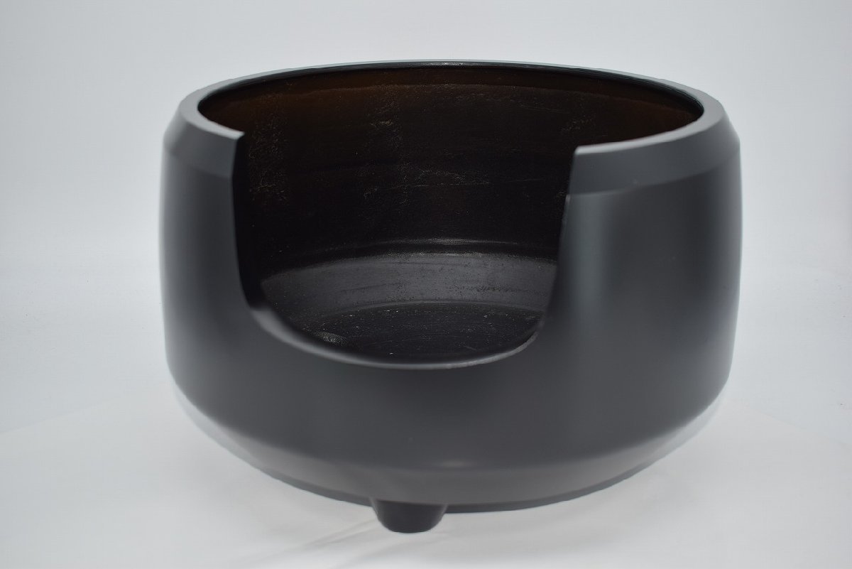 茶道具 黒塗り 面取道安 風炉 土風炉代替品 茶道 t 10-6509