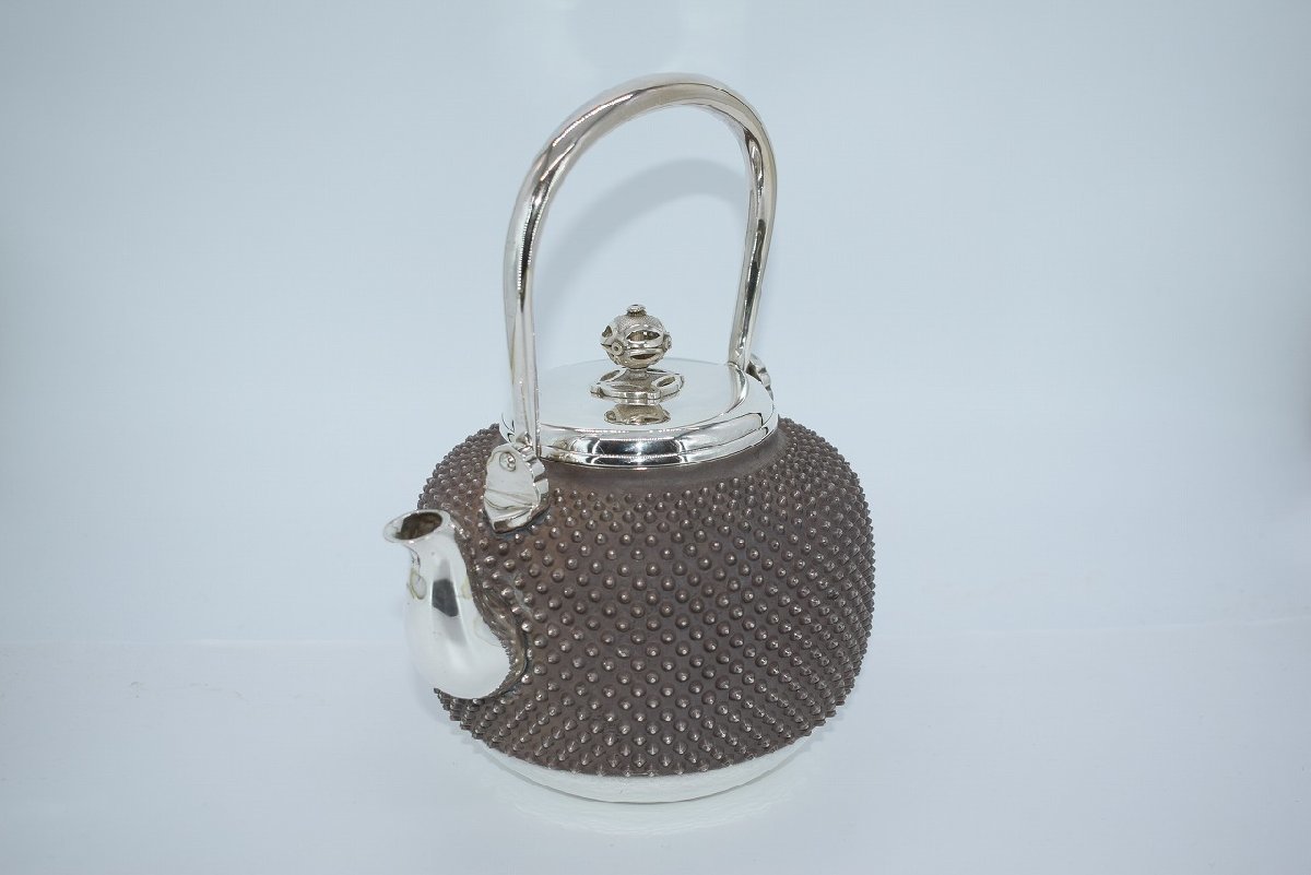 茶道具 霰 銀瓶 760ｇ 茶道 09-7601