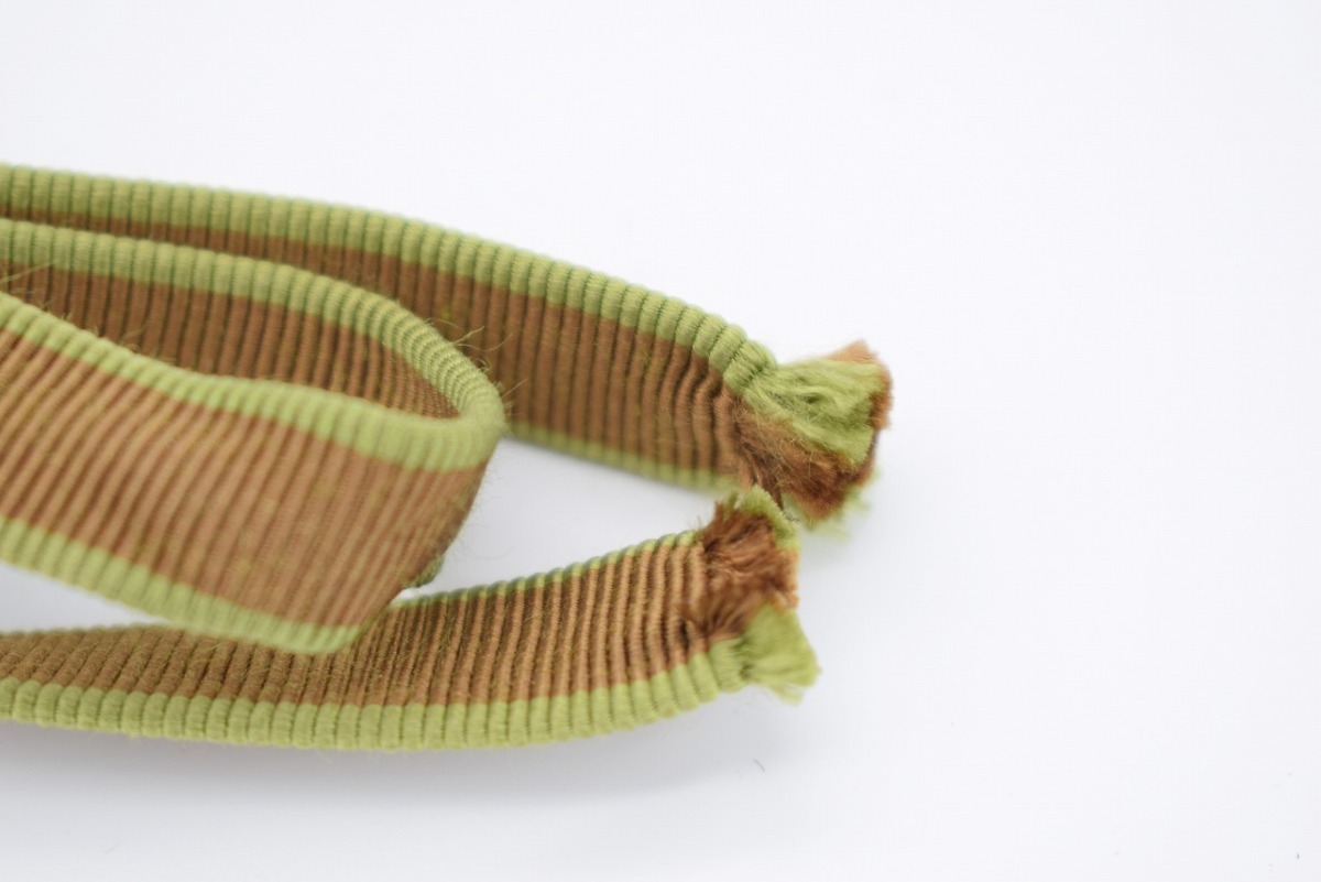 茶道具 真田紐 緑耳 化繊 4分幅 約147×1.2cm 袋織 （33） 32-2436_画像2