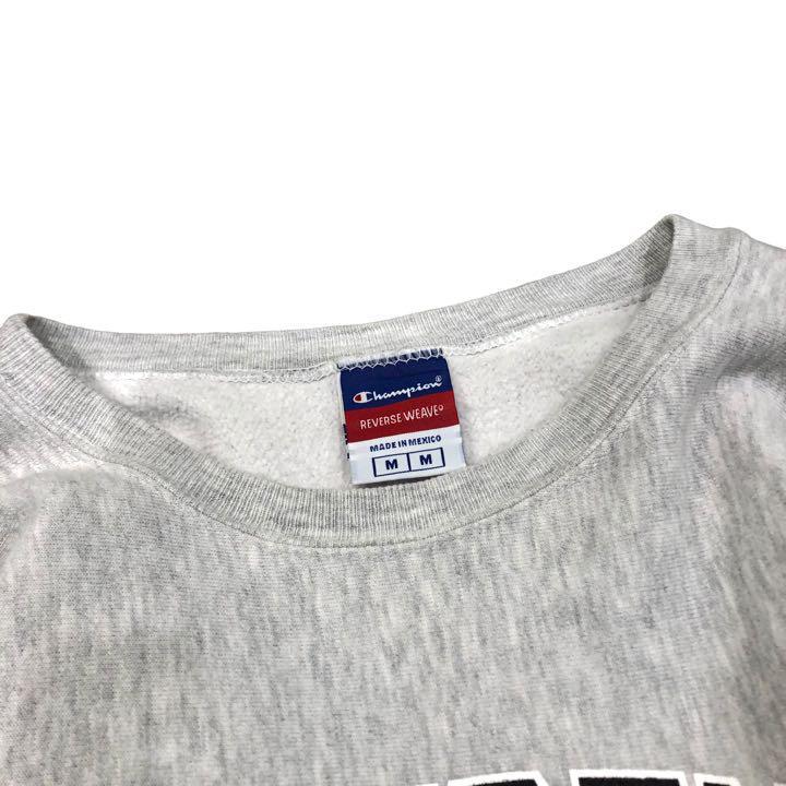 【M】USA 古着 00s Champion チャンピオン Rverseweave カレッジ プリント トレーナー スウェット クルーネック グレ_画像3