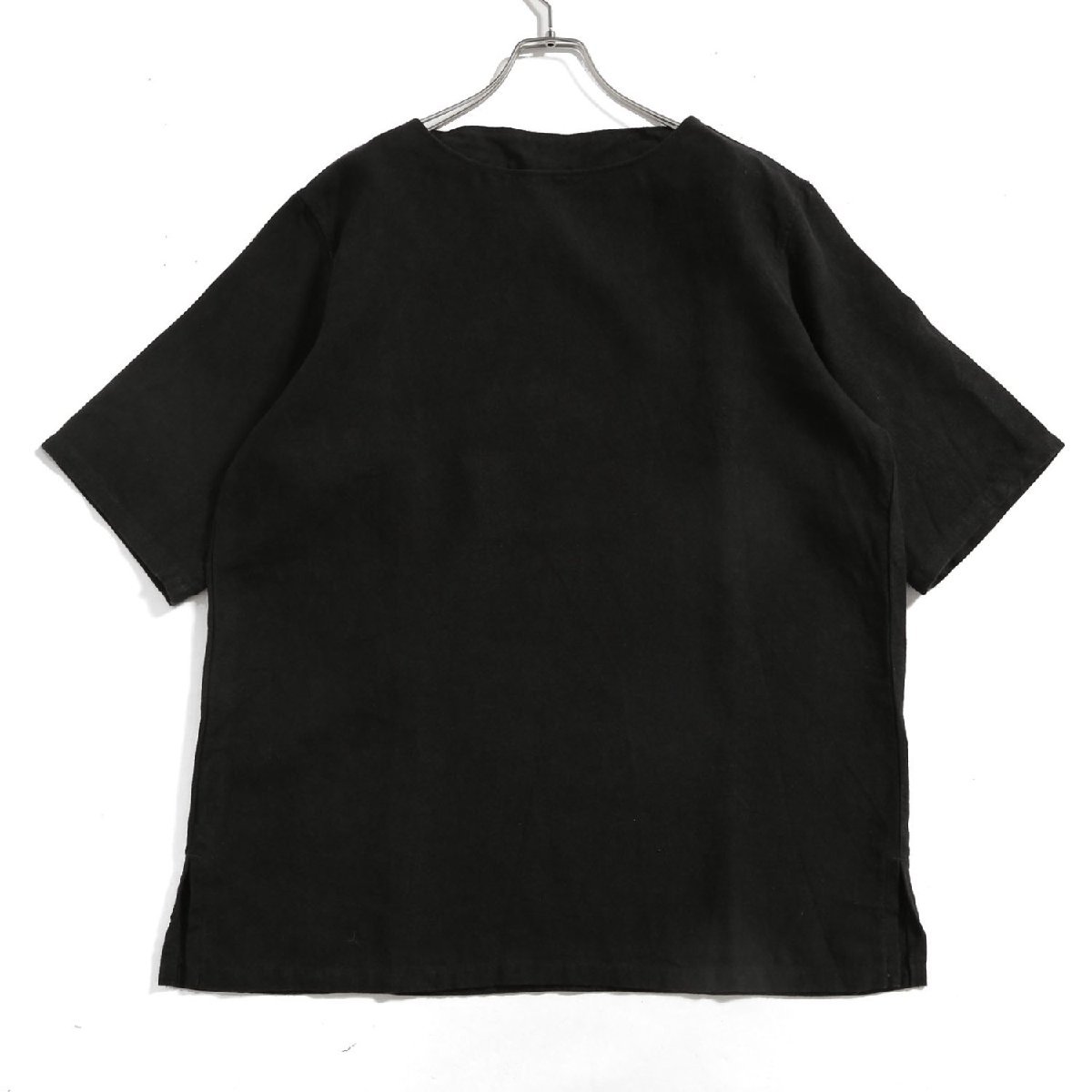 sus-sous / 23SS 美品 sleeping shirts s/s / Belgium linen / size 7 (BLACK) シュスー シャツ