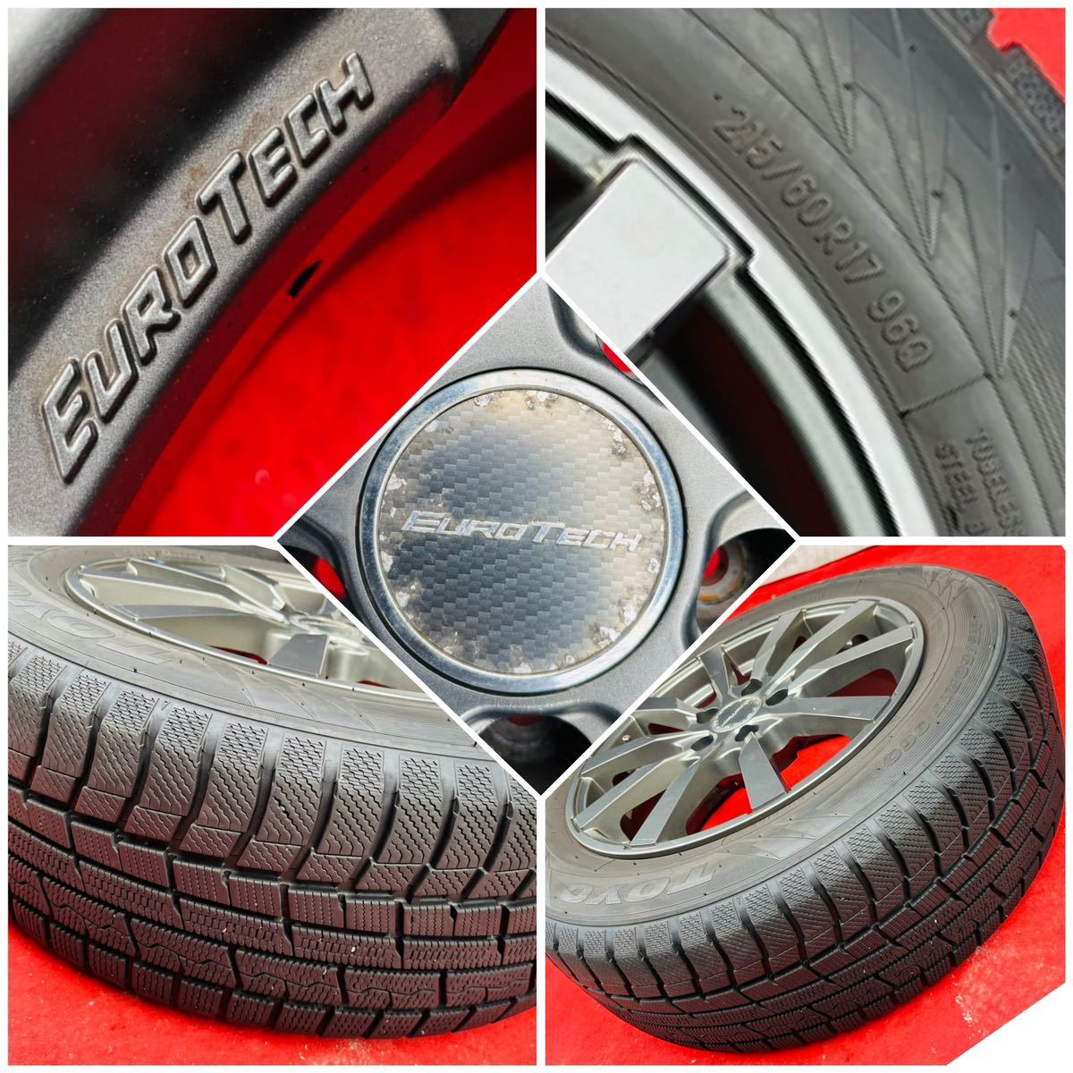 バリ溝。 EURO TECH 17インチ×7.5J +38 PCD112 5H ハブ径66.5ｍｍTOYO 215/60R17スタッドレス4本。ベンツ アウディ フォルクスワーゲン等_画像7