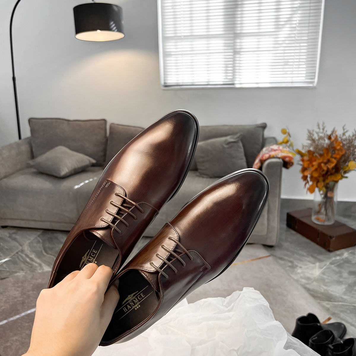 高級高品質本革使用 ビジネスシューズ 外羽根 紳士靴 レザーシューズ メンズ カジュアル シンプル 革靴 24cm~27cm コーヒー