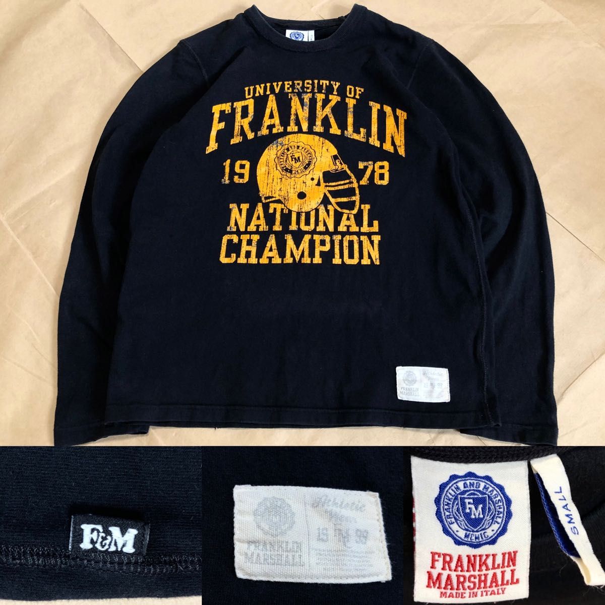 FRANKLIN&MARSHALL ロンT S 黒 長袖 Tシャツ フランクリン 長袖Tシャツ