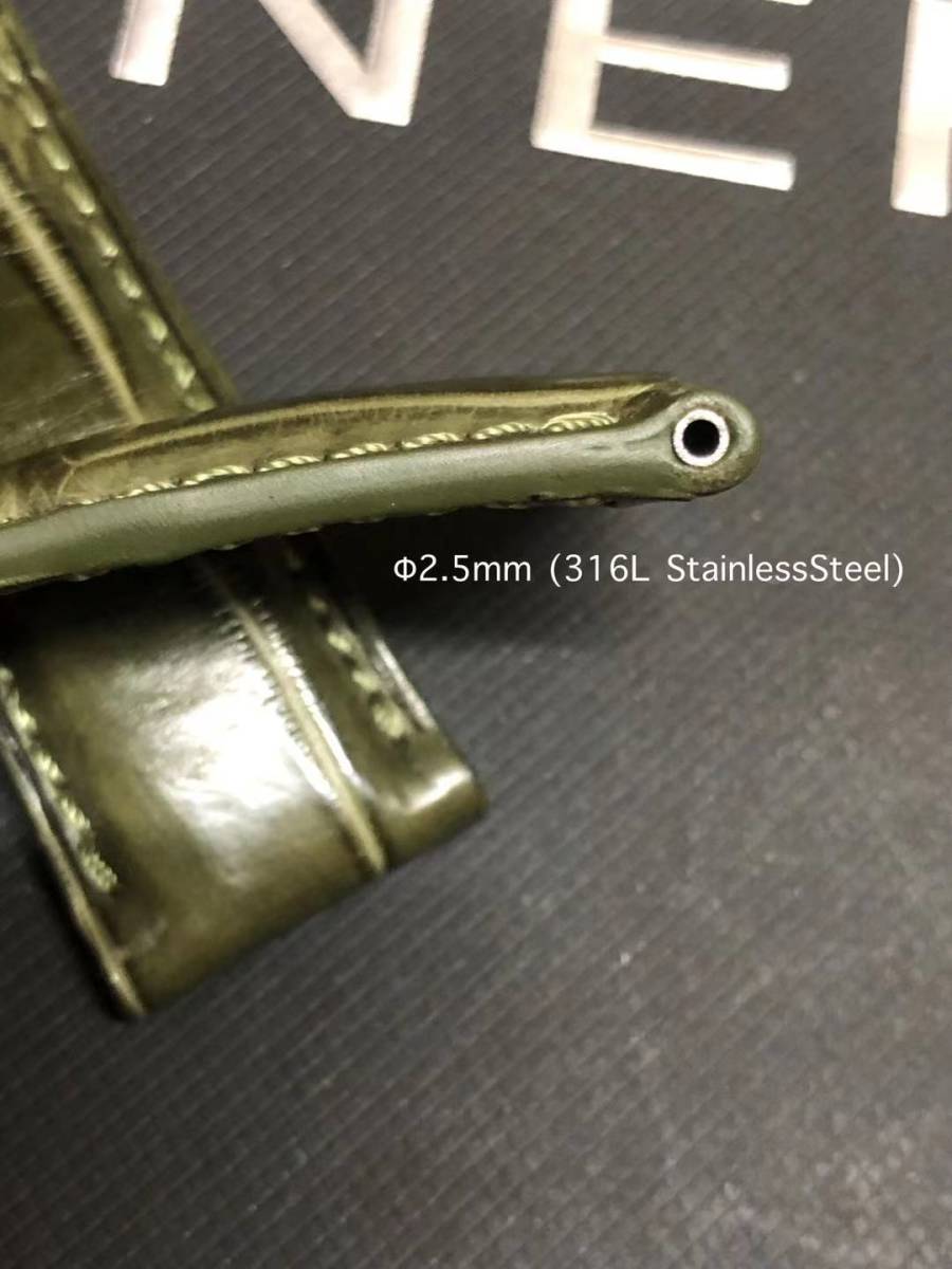 CousuMain 24mm-22mm クロコダイル クロコベルト 両面 尾錠用 手縫い クロコ時計ベルト（PANERAI パネライ 44mmケース）向 数量限定 S138_画像7