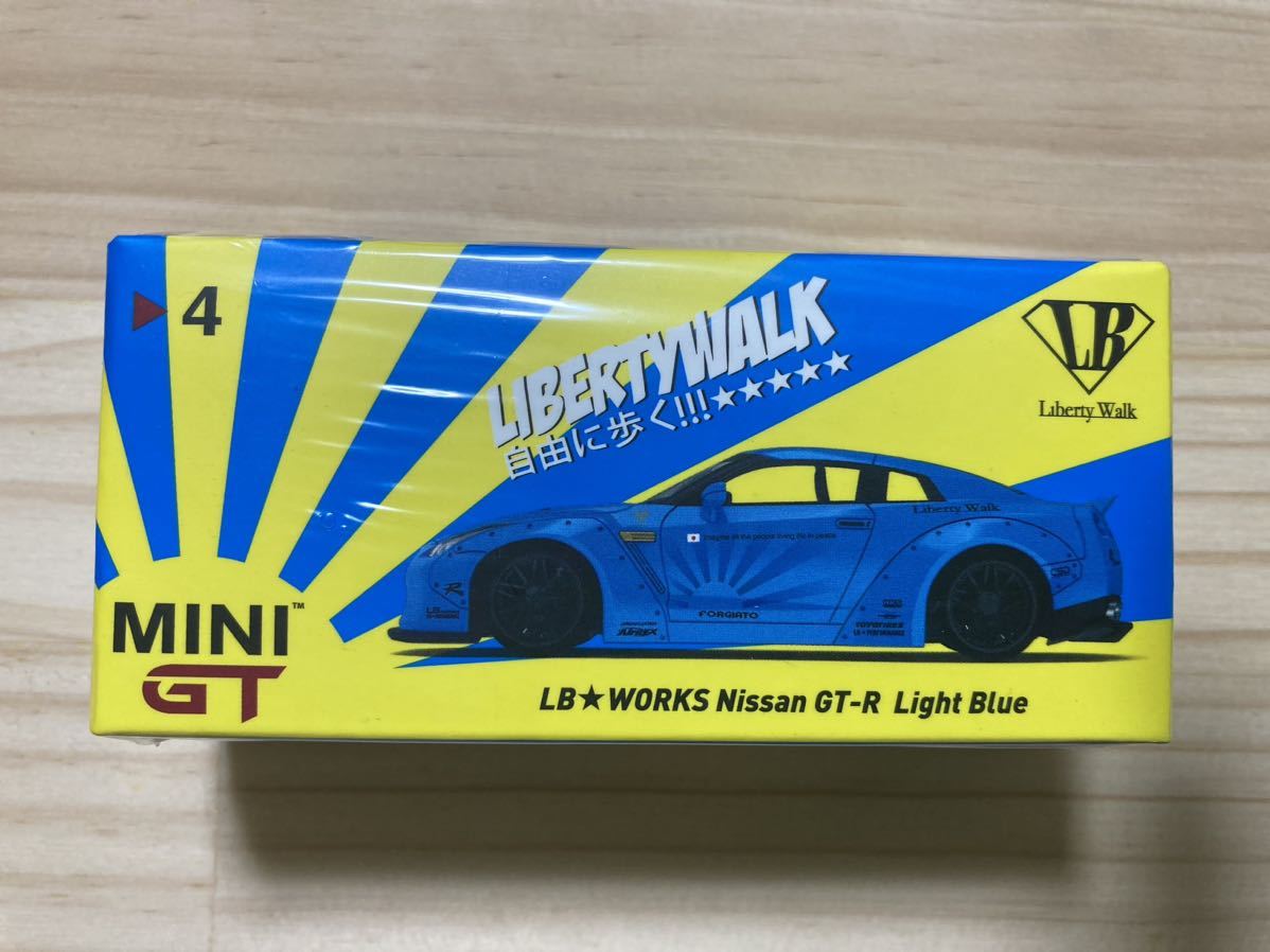 ☆新品 未開封 MINI GT 1/64 【LB ★ WORKS Nissan GT-R(R35)Light Blue Type 1 Rear Wing Ver.2 RHD】☆_画像1