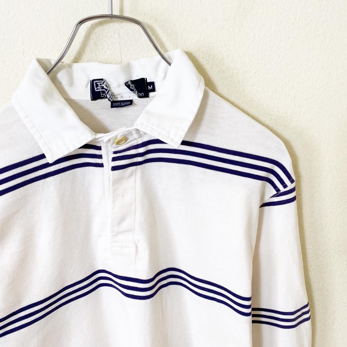 USA製 90s Polo by Ralph Lauren ボーダー シャツ ラガーシャツ ラルフローレン ボーダー柄 長袖 POLO RALPH LAURENの画像5