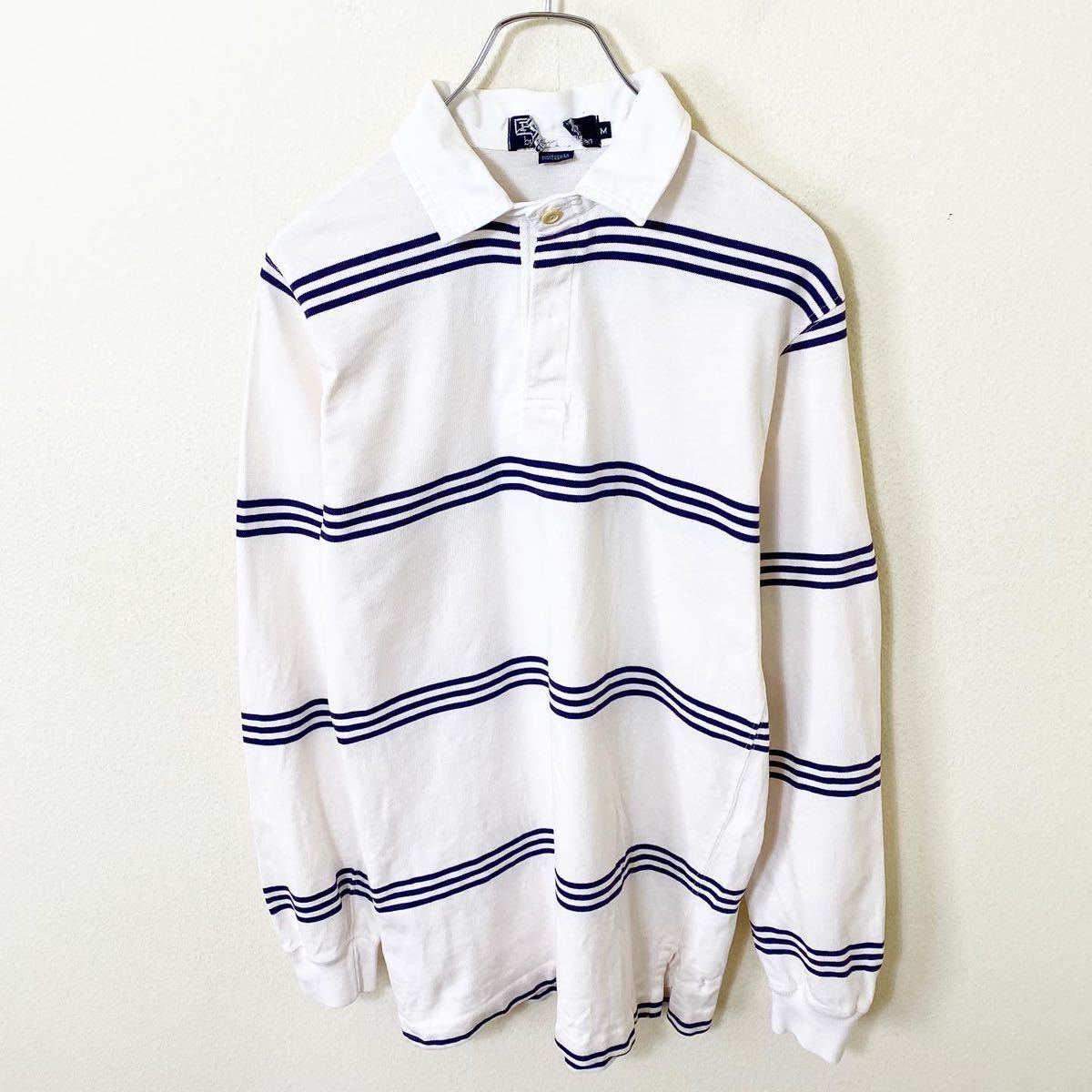 USA製 90s Polo by Ralph Lauren ボーダー シャツ ラガーシャツ ラルフローレン ボーダー柄 長袖 POLO RALPH LAURENの画像2