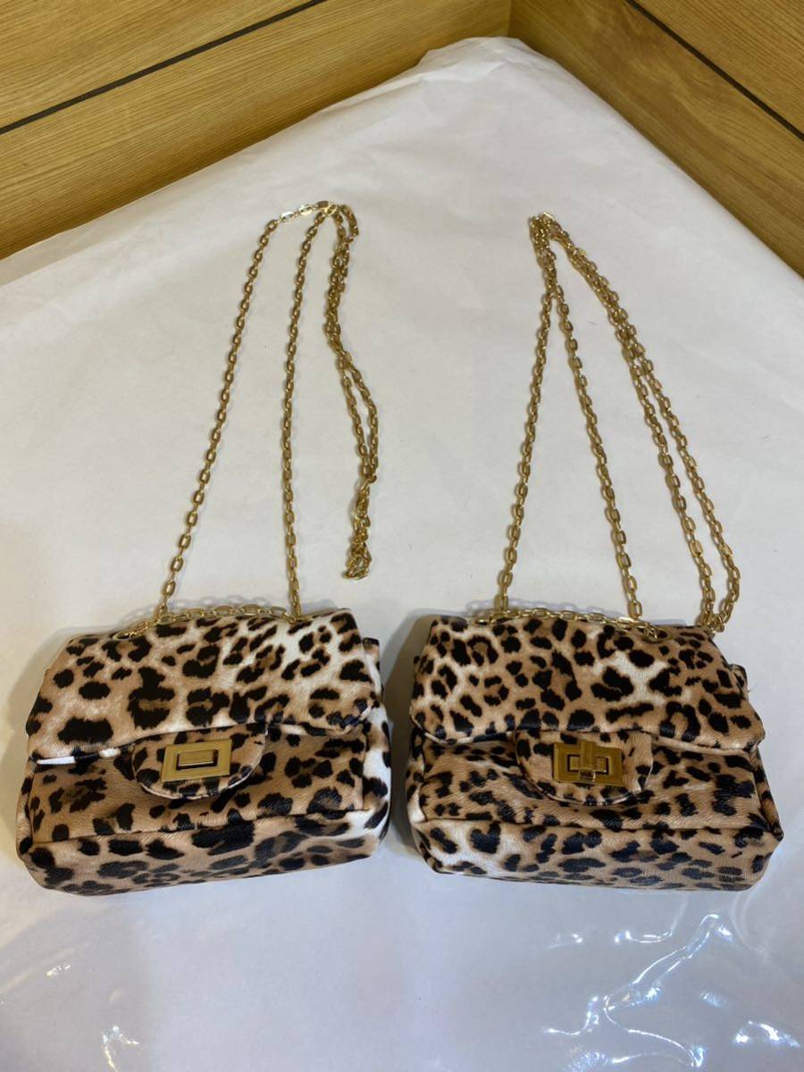 Совершенно новый! 2 -coint set leopard Pattern Chain Chheape Beals Bag Sack Girl, соответствующая мини -пакетам аксессуары детей