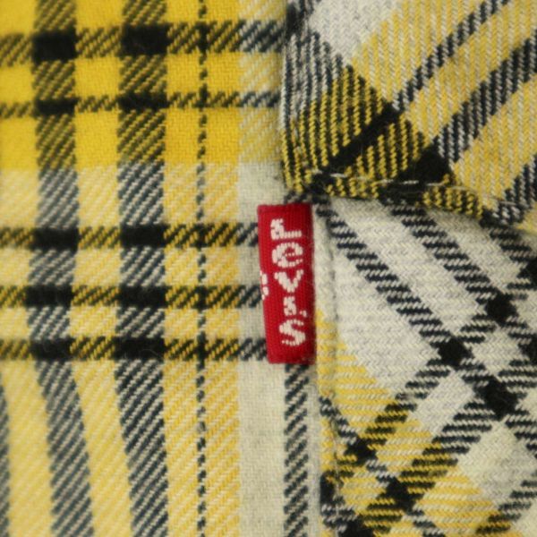 Levi's リーバイス 秋冬 ロゴタグ★ 長袖 ウエスタン チェック ネル シャツ Sz.L　メンズ 黄色 × 黒 × 白　C3T07532_8#B_画像4