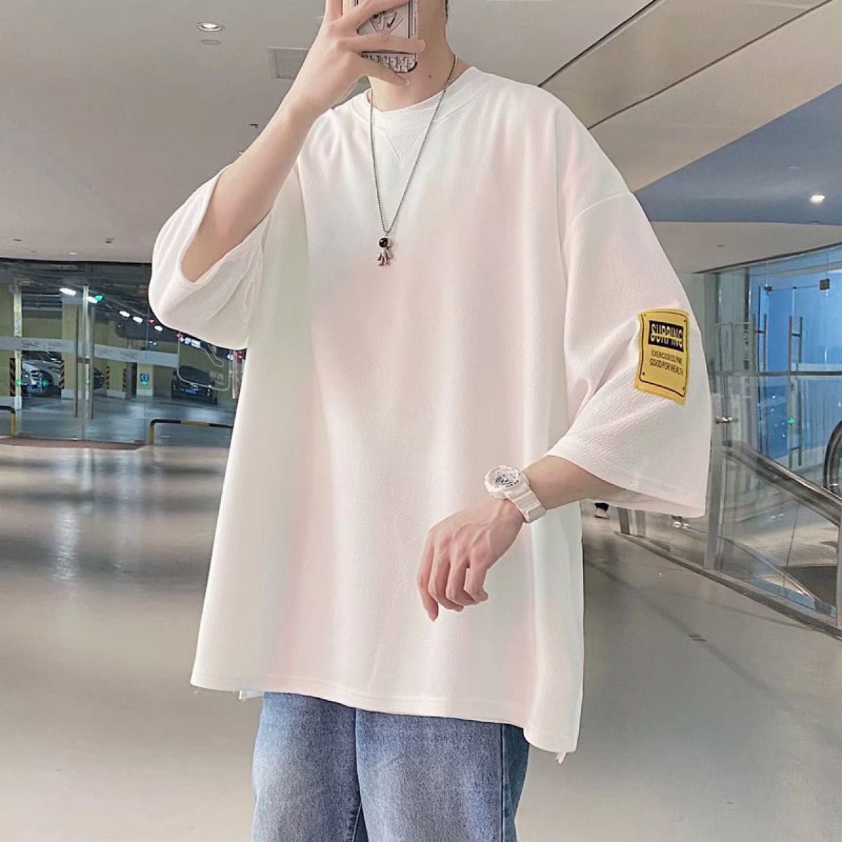 XL 白　メンズ オーバーサイズ Tシャツ 半袖 韓国 ストリート