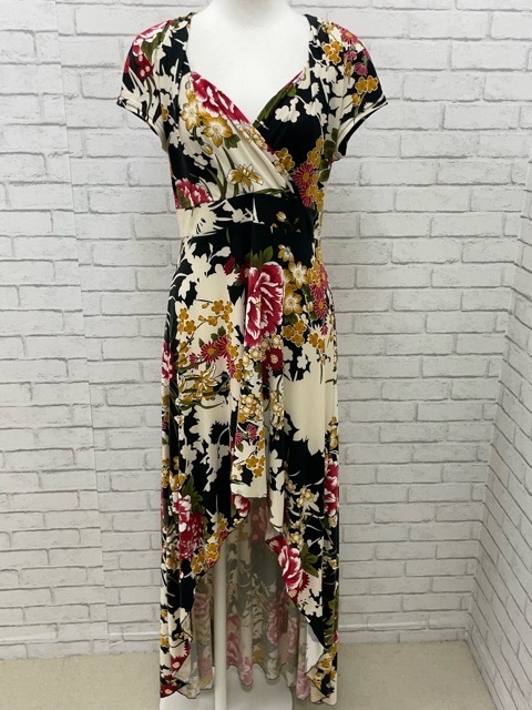 (I07833)fifi-yuFIFILLES PARIS peace pattern style flower print stretch kashu cool long tail One-piece T2 black group multi 