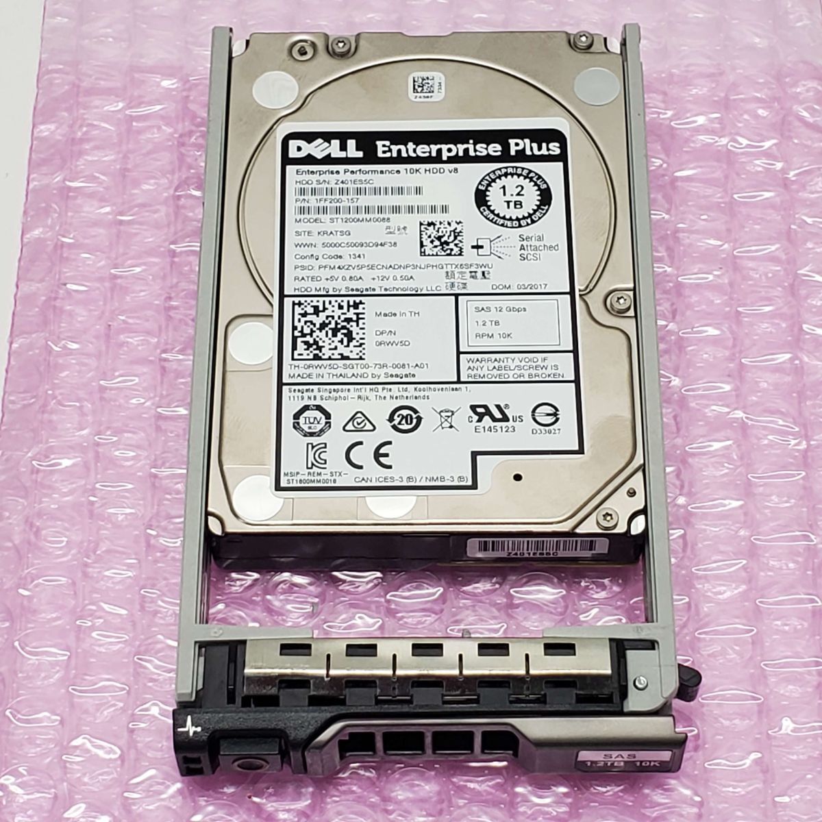 @T0583 鯖祭り 秋葉原万世鯖本舗 DELL純正 SASHDD 12Gbps 2.5inch 1.2TB 10K DP/N:0RWV5D DELL純正マウンタ付属