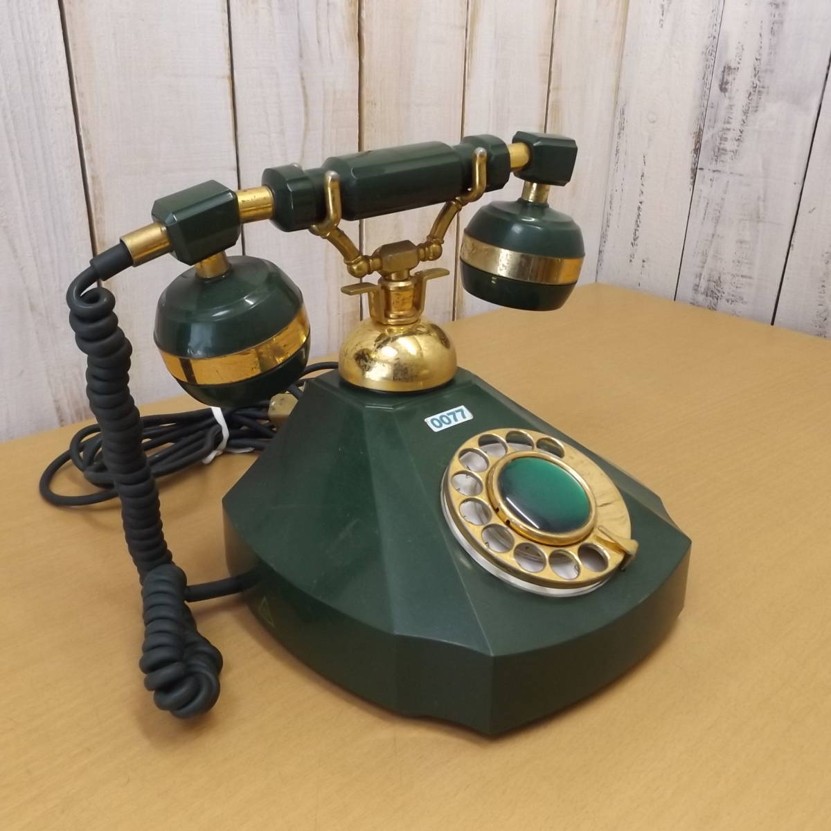  ultra rare * retro telephone machine dial type green antique interior Tamura electro- machine elegance 