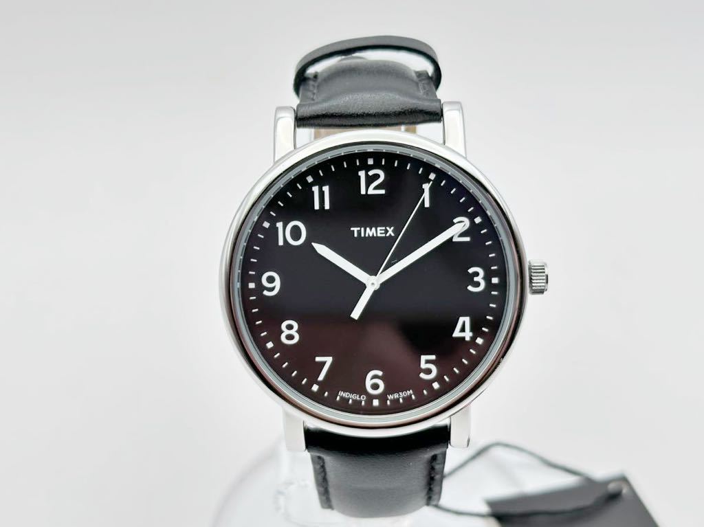 5-18 не использовался Timex TIMEX современный легкий Leader черный чёрный T2N339 мужской кожа кожа ремень аналог наручные часы ②