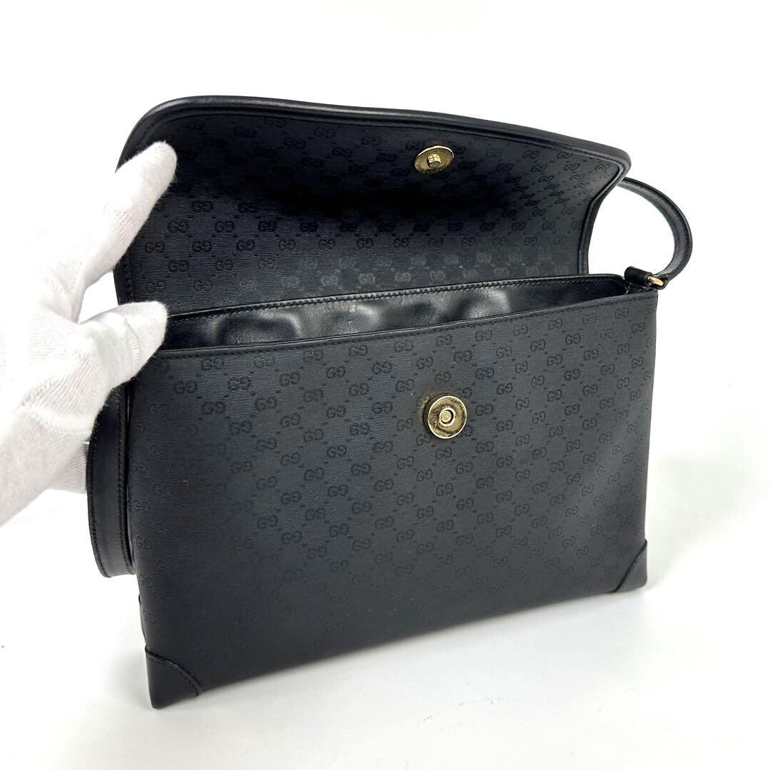 美品】GUCCI ショルダーバッグ マイクロG PVC レザー ゴールド金具-