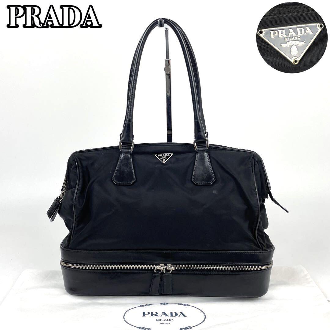 18％OFF】 トートバッグ テスートナイロン プラダ 美品□PRADA 三角