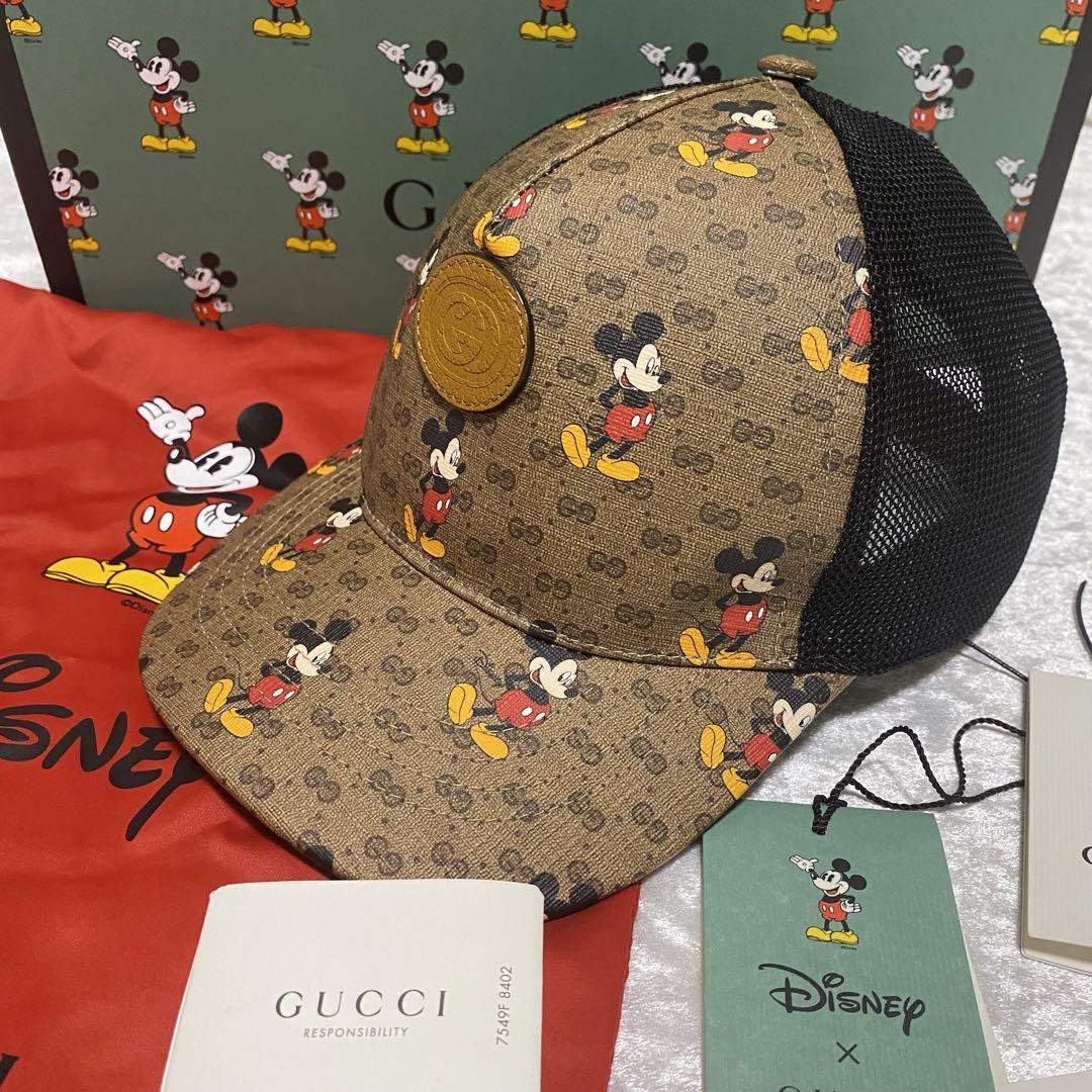 GUCCI グッチ ミッキー コラボ GGスプリーム キャップ ベージュ-