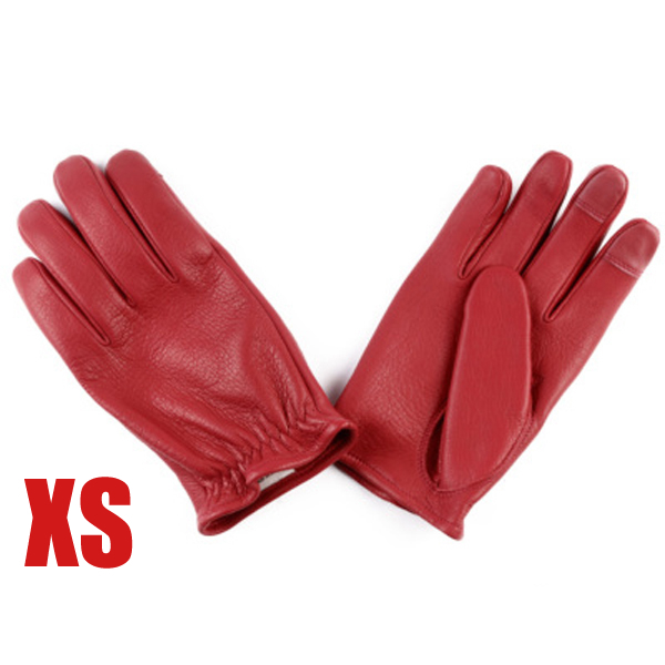 GMG DEER SKIN GLOVE ショートリスト GMG-07 RED XS/ディアスキングローブ旧車赤鹿革鹿皮本革レザー日本製高耐久高品質タッチパネル対応_画像1