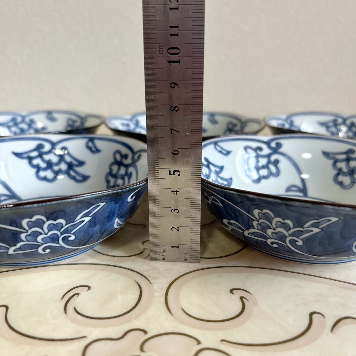 たち吉 唐花 煮物鉢揃 5枚セット 中鉢 深皿 染付 和食器 輪花鉢 たち吉 唐花 煮物鉢揃 5枚セット 中鉢 深皿 染付 和食器 輪花鉢