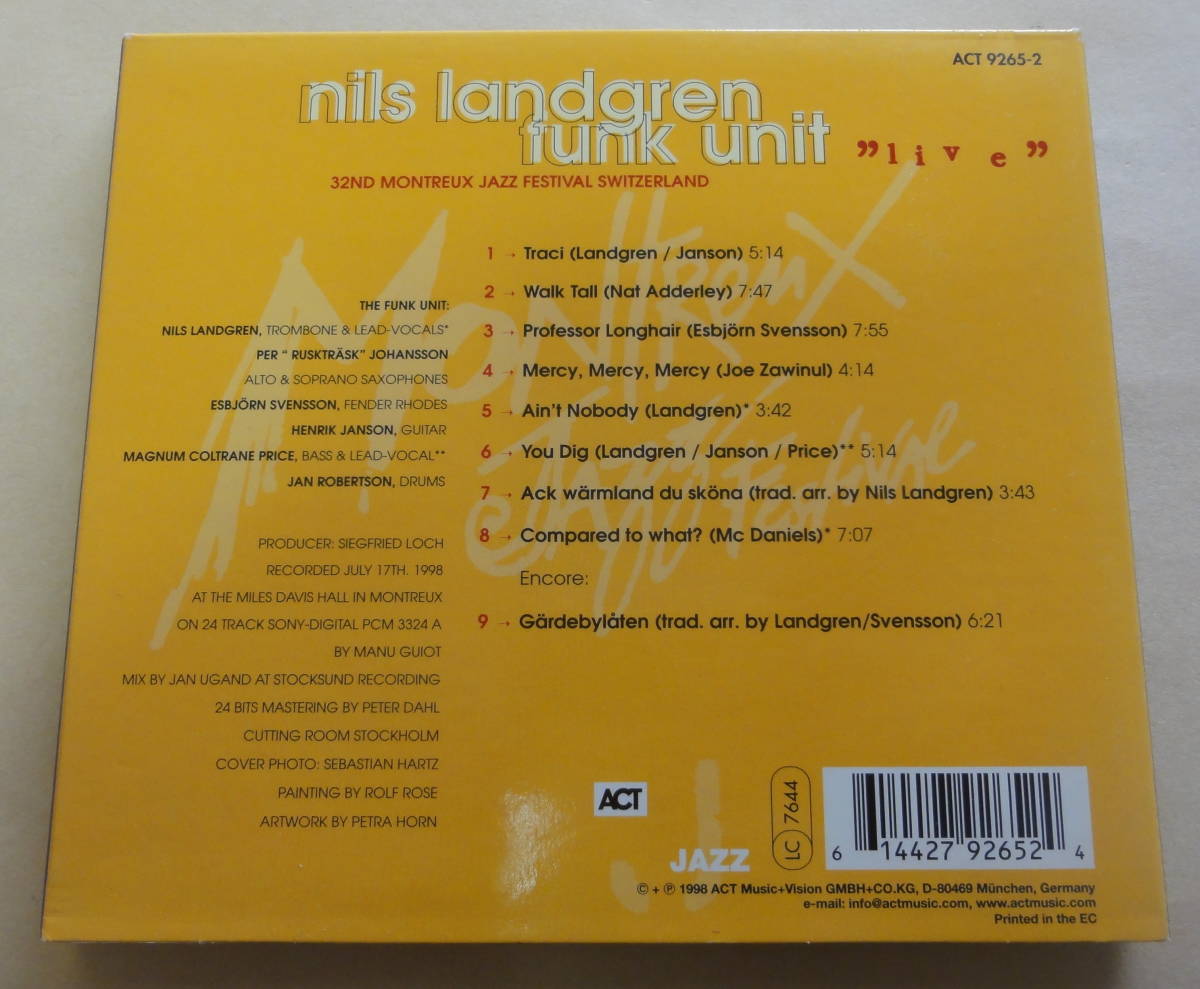 Nils Landgren Funk Unit / Live In Montreux CD ニルス・ラングレン トロンボーン　Jazz-Funk ジャズファンク_画像2
