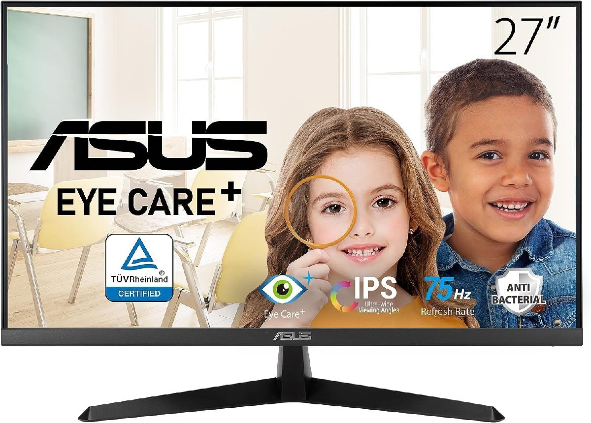 ASUS monitor Eye Care VY279HE 27 -inch / full HD/IPS/ anti-bacterial processing /75Hz/1ms/H( secondhand goods )