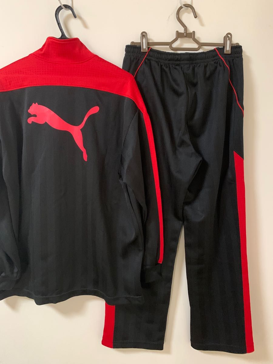PUMA プーマ 160 黒×赤ジャージ 上下セット155〜165 PUMA プーマ 160 黒×赤ジャージ 上下セット155〜165