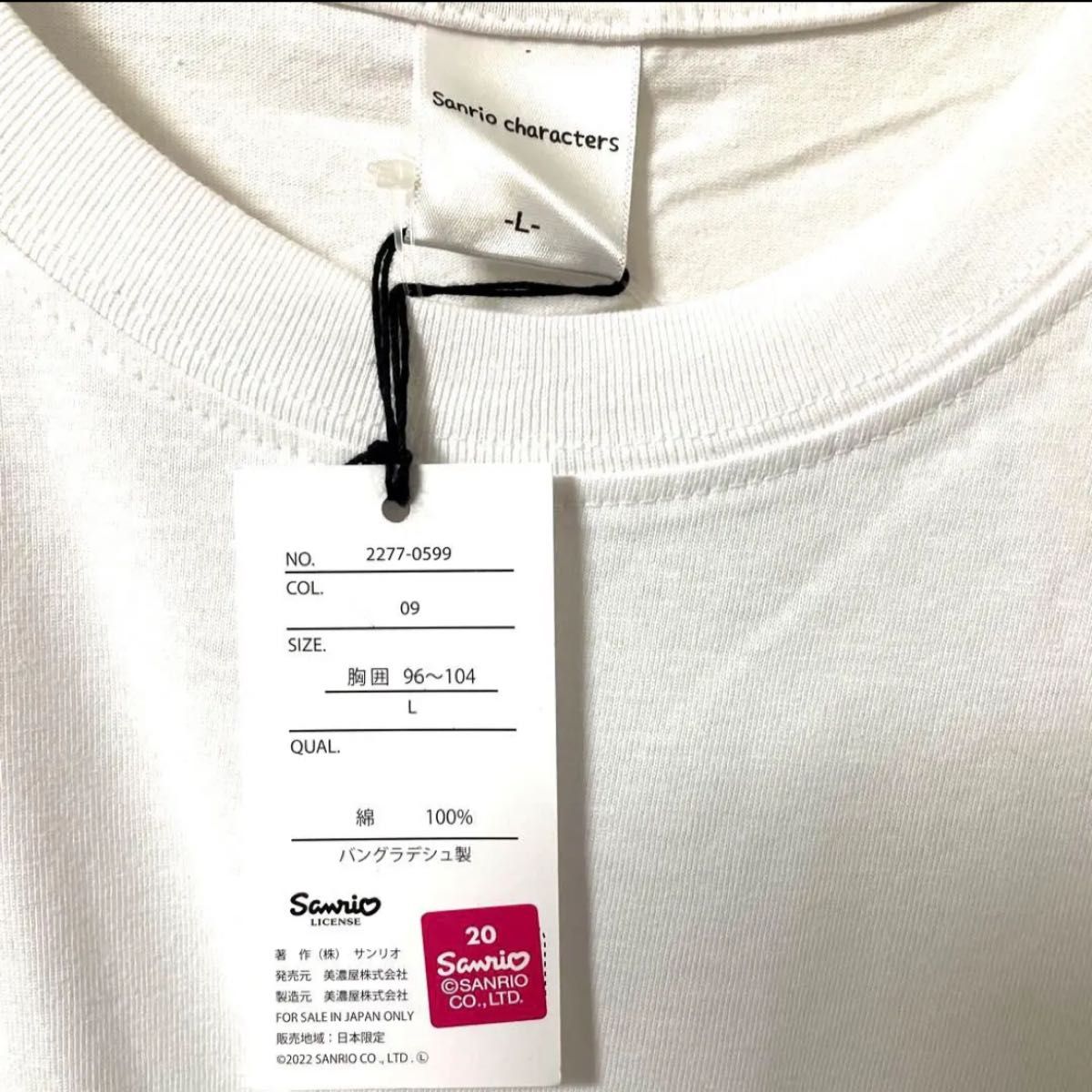 【新品】ハンギョドンTシャツ　胸ポケット刺繍ロゴ　ワンポイント　L ホワイト