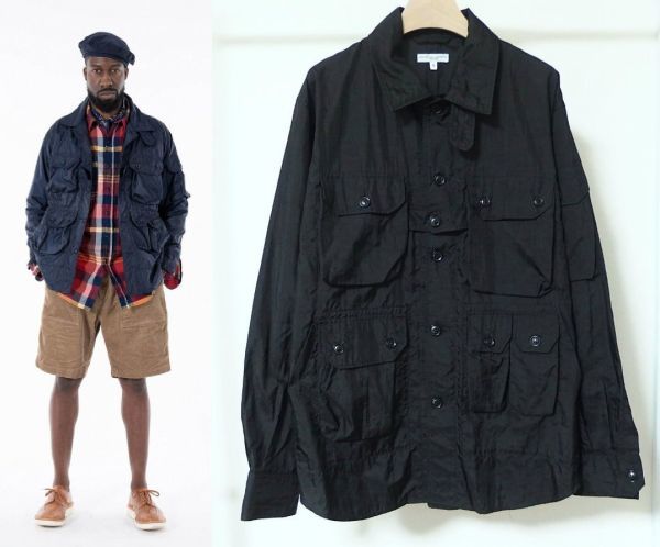 21SS Engineered Garments エンジニアードガーメンツ Explorer Shirt Jacket Nylon Micro Ripstop エクスプローラー シャツ ジャケットS 黒_画像1