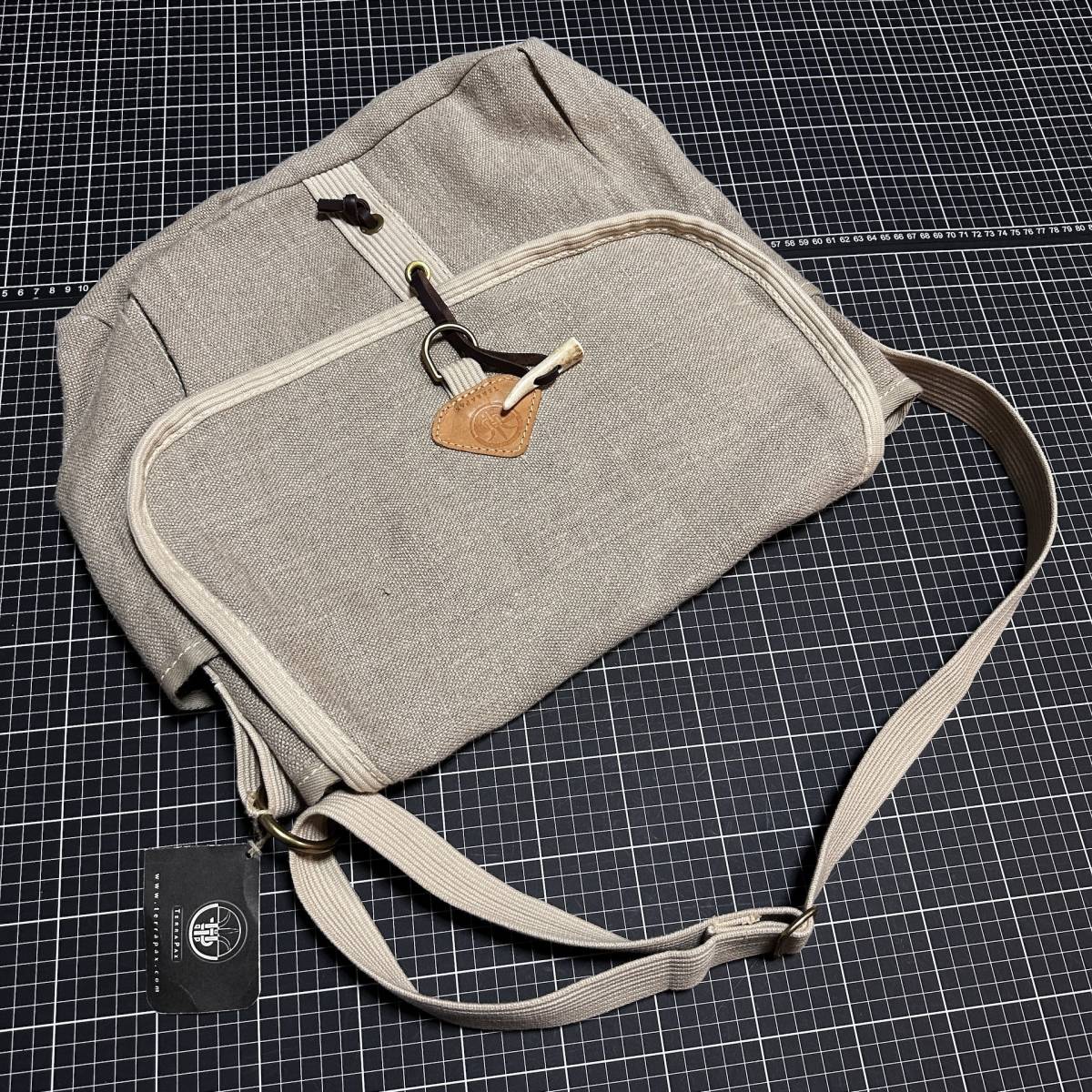 TERRAPAX[ tera pack s] flax hemp shoulder bag 