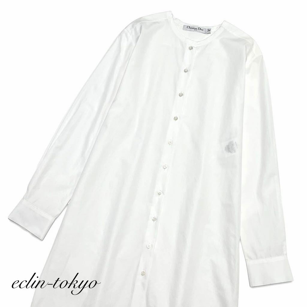 [E3981] as good as new Christian Dior Christian Dior { stylish cut ... none processing } long Silhouette shirt One-piece 34 white 