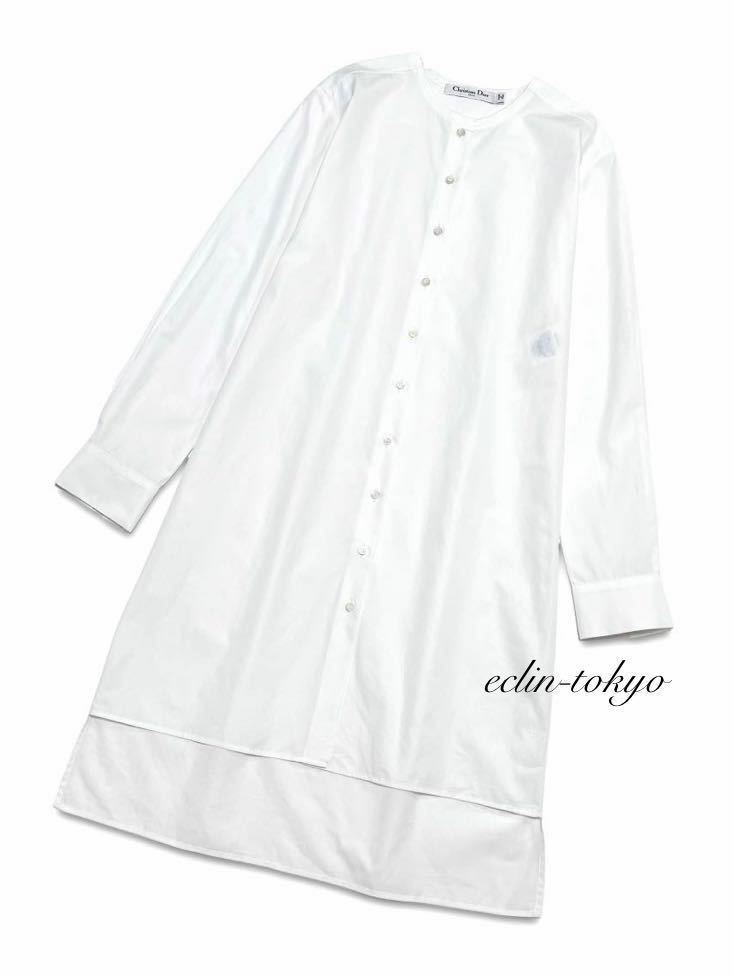 [E3981] as good as new Christian Dior Christian Dior { stylish cut ... none processing } long Silhouette shirt One-piece 34 white 