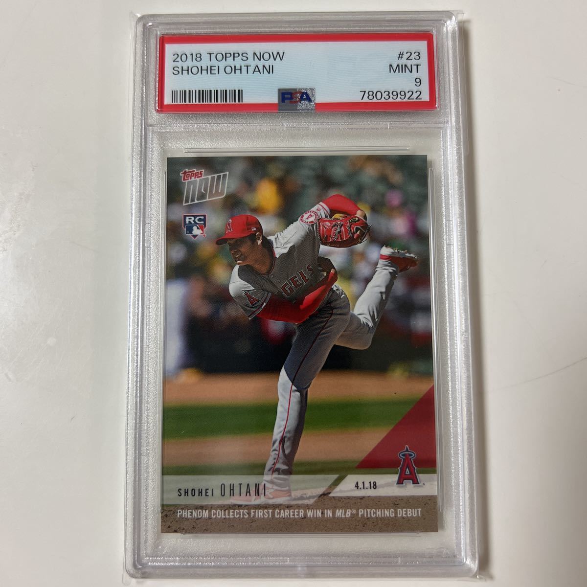 【大谷翔平】TOPPS NOW PSA鑑定 9 ルーキーカード MINT FIRST CAREER WIN IN MLB PITCHING DEBUT RC メジャー初勝利 BBM以外 サイン無し_画像1