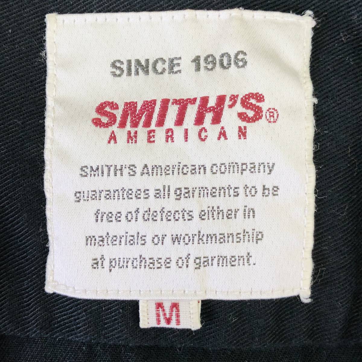 k0501 美品 SMITH'S AMERICANS スミスアメリカン シャツ 綿混 胸ポケット ロゴ刺しゅう M 黒 メンズ アメカジ シンプルデイリーカジュアルの画像8