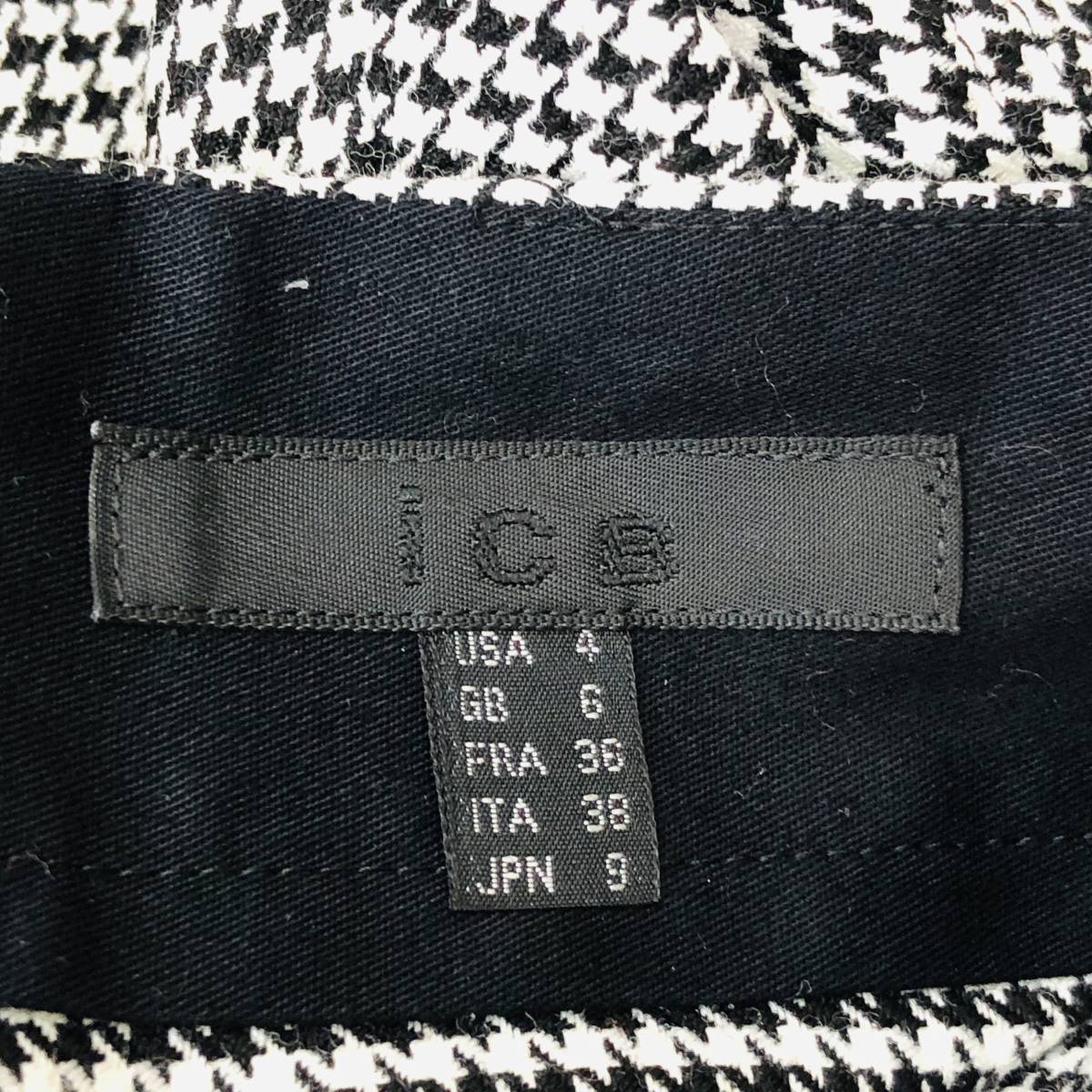 k1028 美品 iCB スカート ロング ポケット フレア 日本製 9号 白 黒 千鳥格子 レディース 高級感 フェミニン エレガントガーリーチック_画像9