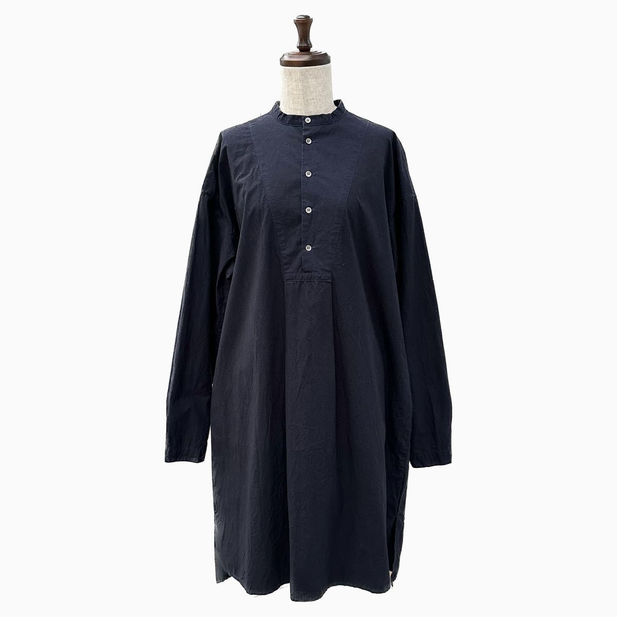 19ss 2019 Veritecoeurvelite cool wrinkle processing pull over shirt tunic One-piece made in Japan navy series size FREE