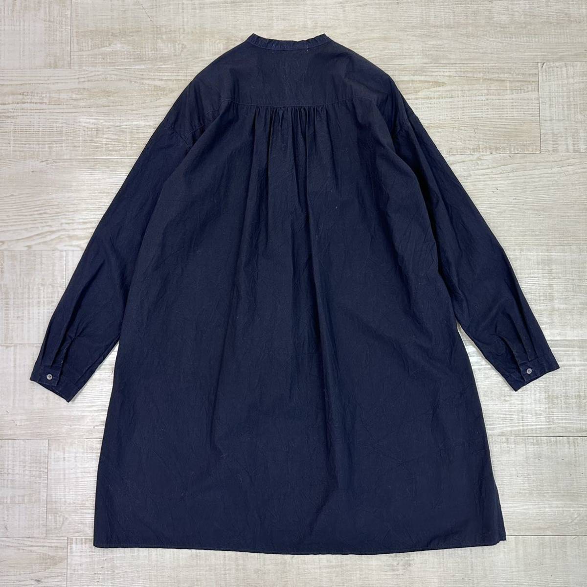 19ss 2019 Veritecoeurvelite cool wrinkle processing pull over shirt tunic One-piece made in Japan navy series size FREE