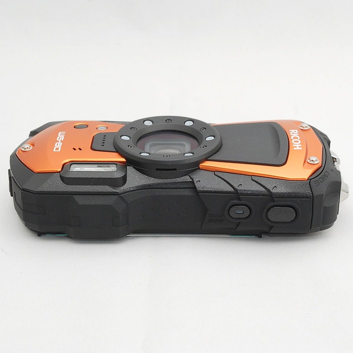 【美品】リコー RICOH WG-80 オレンジ アウトドアカメラ 防水 耐衝撃 防塵 耐寒 水中カメラ コンデジ 中古