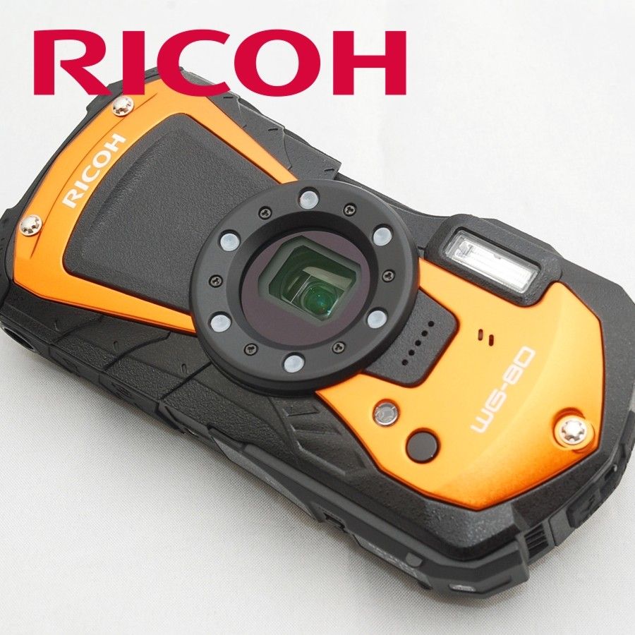 【美品】リコー RICOH WG-80 オレンジ アウトドアカメラ 防水 耐衝撃 防塵 耐寒 水中カメラ コンデジ 中古