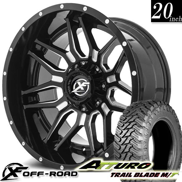 新品 タイヤホイールセット XF OFFROAD XF222 20x10 pcd135 pcd139.7 6穴 ATTURO MT 285/50R20 サーフ プラド タコマ FJクルーザー F-150_画像1