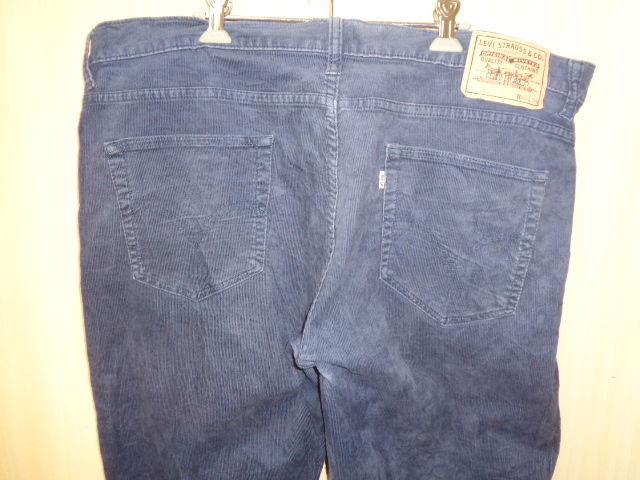 s319◆00's EURO Levi's 752 コーデュロイパンツ◆ユーロ リーバイス ｗ40 ビッグサイズ ストレッチ入 ネイビー 細畝 白タブ 欧州 _画像3