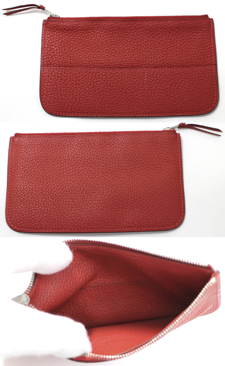 HERMES】エルメス ドゴンGM トゴ 長財布 レッド シルバー金具 P刻印 HERMES】エルメス ドゴンGM トゴ 長財布 レッド シルバー金具 P刻印